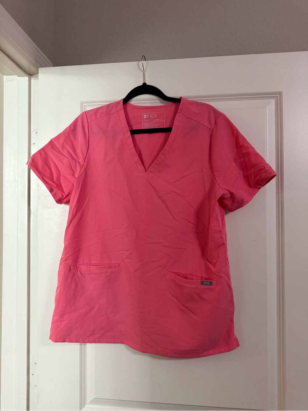 Figs Hot Pink V-Neck Medical Scrub Top Technical Collection
